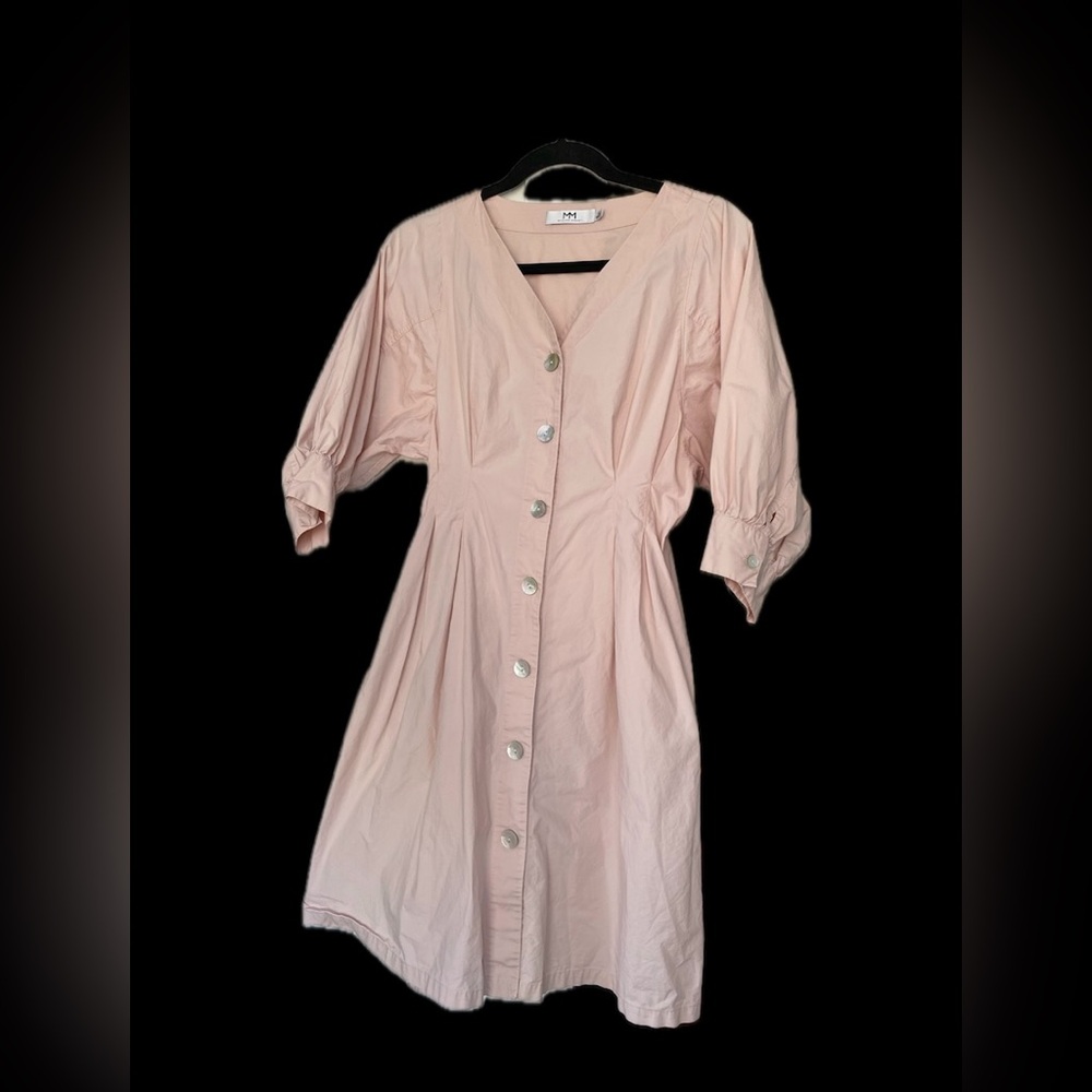 Light Pink Midi Button-Front Dress